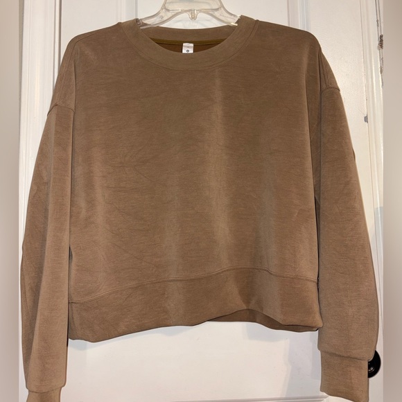 Lululemon Perfectly Oversized Crew Sweatshirt Cropped Tan Brown (Sz 10) - Picture 1 of 6
